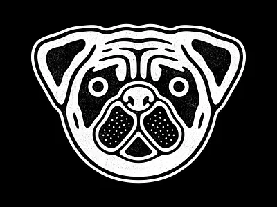 Pug print branding cute design emblem illustration logo pet poster print pug puppy retro vector vintage