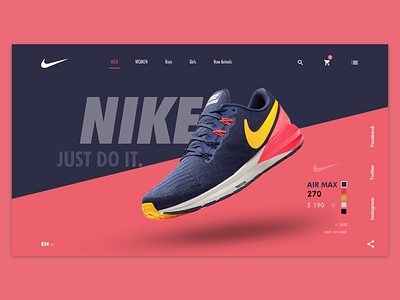 Nike Shoes - Product Page air max nike shoes snickers ui design