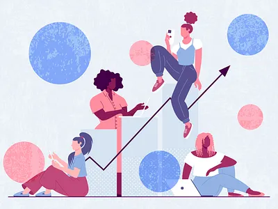 Girls on the Rise branding character character design design flat girls graph illustration logo texture vector web