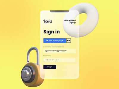 log in | Daily Design 3d android app branding daily design dailyui design gass glassphism graphic design hackedown illustration in log login