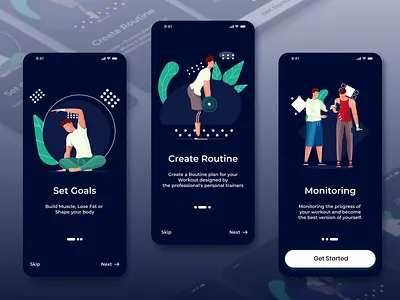 Design Onboarding Fitness Apps app design illustration ui ux