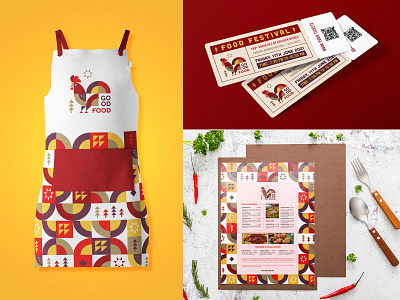 Good Food Brand Applications abstract bird logo brand identity brand pattern branding chef colorful food food menu geometrical geometry identity illustration logo logomark mark minimal pattern restaurant logo rooster