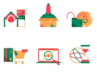 Spot Illustration art branding card cart color design gradient graphic design icon set icons illustration logo mail marketing spot spot illustration spy texture time vector