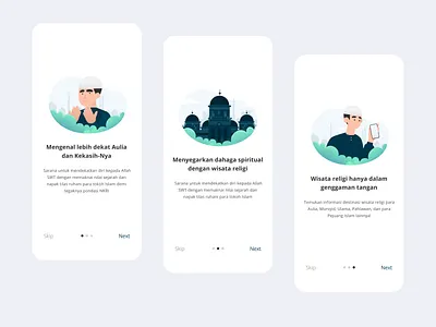 Religious Tourism Onboarding app design dribbble green illustration islam landing moeslim onboarding ui ux