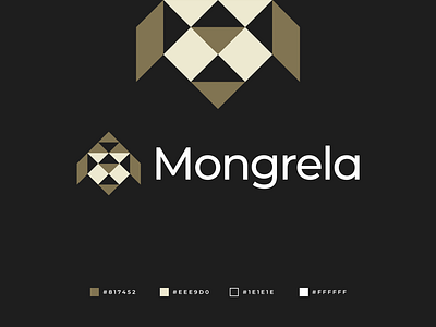 Mongrela Logo abstract agency animal company connection creative dog face logo gennady savinov logo design geometric isometric modern mongrel muzzle programmers puppy software studio symmetric triangles