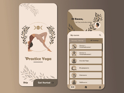 yoga app ui design app app concept app ui design app ui ux design app uiux card design illustration illustrator interface minimal minimalist mobile mobile app design mobileapp task ui ui and ux design ux yoga app design