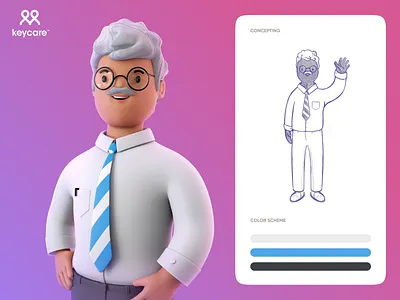 Luan Keycare 3d art character design doctor illustration ui ux