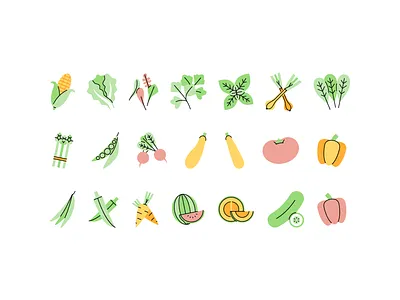 Vegetables icons carrot corn design fruit fruits icon icons illustration lettuce minimal minimalism minimalist tomato tomatoe vector vegetable vegetables