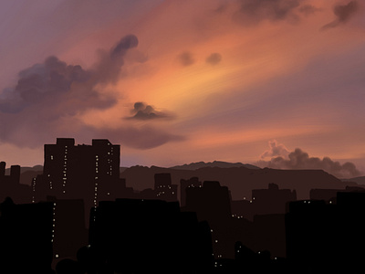 Lockdown Sunset illu illustration procreate sketch
