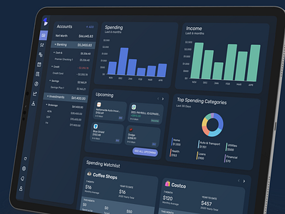 Simplifi Money by Quicken - Dark mode exploration admin app branding dark mode dashboard design finance financial graph pie product ui user interface ux web website