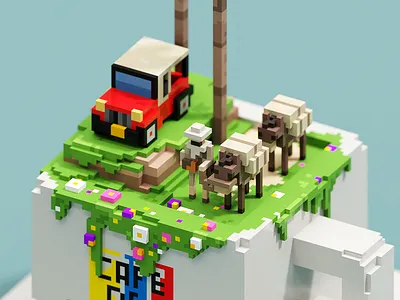 Salento 3d illustration magicavoxel pixel voxel art