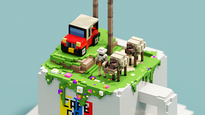 Salento 3d illustration magicavoxel pixel voxel art