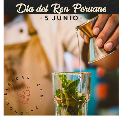 Día del Ron Peruano - Tradición Restaurant facebook post illustrator photoshop promo typhography