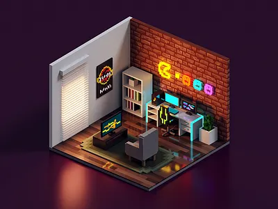 Game Time pixel voxel voxelart