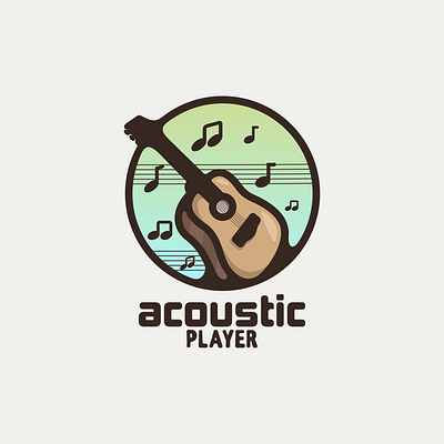 acoustic guitar animation branding classic design flat guitar illustration logo typography ui ux vector