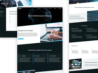 Technology Website Mockups blue business data desktop tech technology website