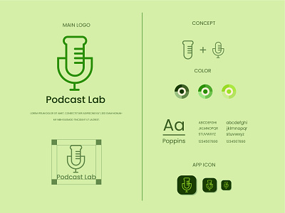 Podcast lab logo and brand identity design brand identity branding flat logo graphic design lab logo logo logo design minimalist logo modern logo podcast podcast logo