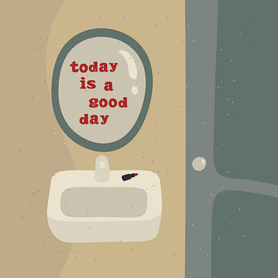 today is a good day quote card, illustration, vintage bathroom day good poster