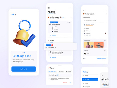 Task.ly - Task Management App app design flat minimal mobile ui task management ui ux