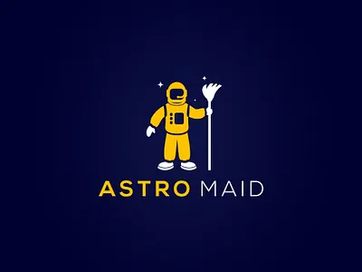 Astro Maid Logo Design astromaid branding broom business cleaner cleaning company creative creative logo des design eyecatchy graphic design lineart logo minimalist mop worthart