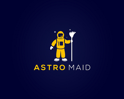 Astro Maid Logo Design astromaid branding broom business cleaner cleaning company creative creative logo des design eyecatchy graphic design lineart logo minimalist mop worthart
