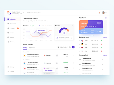 Finance Dashboard - Exploration✌️ app atm card colorful dashboard design dribbble e wallet figma finance iseng minimalist nazmi javier personal populer shot ui uidesign unspace website