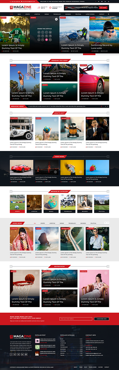 Sports Magazine WordPress Theme For Astonishing Online Magazine