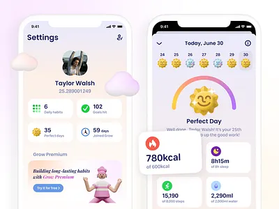 [Closed]Join Grow Beta for iOS 📱 apple watch cloud fitness habit tracker health app medal mindful perfect day profile reward sunrise wellbeing workout