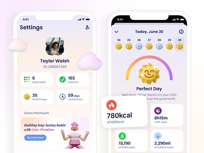 [Closed]Join Grow Beta for iOS 📱 apple watch cloud fitness habit tracker health app medal mindful perfect day profile reward sunrise wellbeing workout