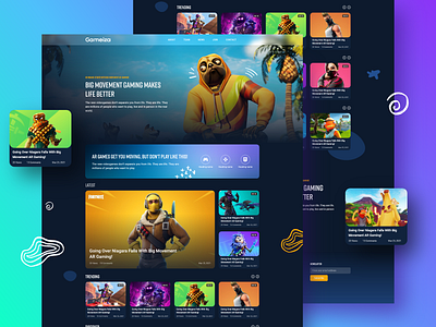 Gameiza games video bloging landing page UI design blog blogging creative design fortnite game landing page landingpage ui ui ux ui design uidesign uiux video web website ui