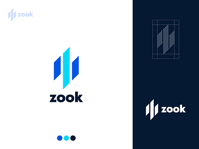 Zook blue branding colors design flat lines logo logotype minimal minimalism minimalist tech vector