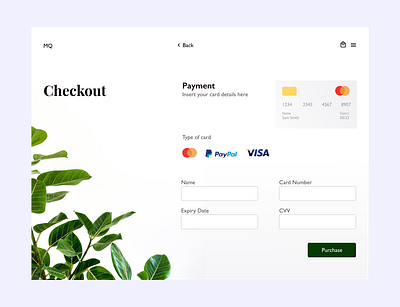 Check out page card card details checkout daily ui challenge green plant ui white mode