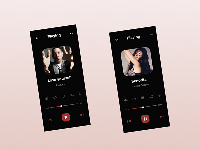 Music Player App artist clean dark ui ios app music music app play playlist song