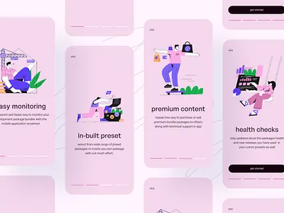 Onboarding concept for package bundler design figma minimal mobile app design onboarding packagebundlgerapp pink ui walkthrough