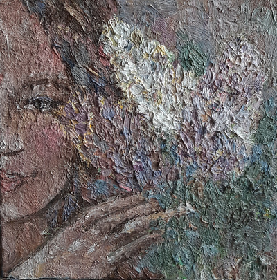 Girl with lilacs girl lilac oilpainting