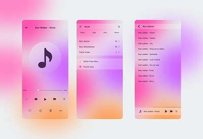 Glasmorphy music playlist app design design uidesign