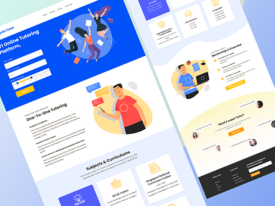 Online Tutor Web page branding design illustration