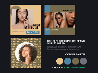 Concept for Skincare Brand on Instagram blue and brown branding brown cool tone design facebook fashion graphic design health illustration insta post instagram lifestyle logo minimalist skin product skincare texture vector web