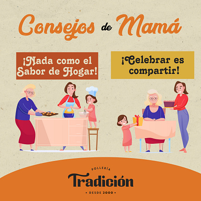 Consejos de Mamá - Tradición Restaurant facebook post illustrator typhography vector