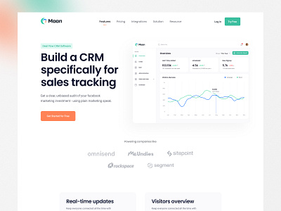 Moon-Management Software Landing Page. besnik branding crm crm landing page crm software landing page product design saas saas landing page software landing page uiux design uiux design agency web design web ui website design