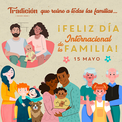 Día de la familia - Tradición Restaurant facebook post illustrator typhography vector