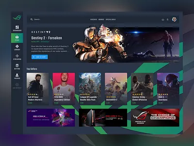 Republic Of Gamers Desktop Client Application abstract application clean dark theme esports figma gaming improvement old design platform standalone