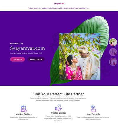 Matrimony Website editing graphic design webdesign