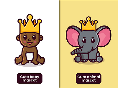 Cute mascot design animals art baby logo branding children logo combination logo creative cute animals design designer elephant design fun design illustration logo logodesigner logos mascot design playful design royalty vector