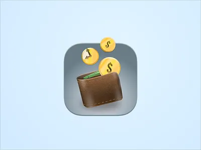 A Wallet Icon app icon coin design icon icon design leather mac app icon money skeuomorphic texture ui wallet