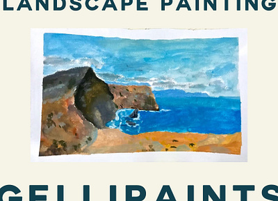 GOUACHE MEDIUM art beach painting design goauche painting landscapepainting painting