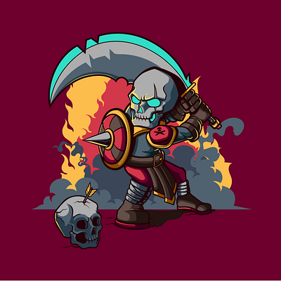 skull warrior 2dillustration animation character characterdesign design illustration vector