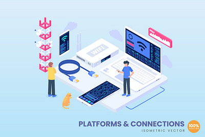 Platforms & Connections Concept Illustration 3d 3d animation 3d art 3d character 3d illustration animation app branding concept design development graphic design illustration isometric landing page logo motion graphics page pages ui