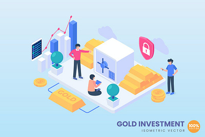 Gold Investment Concept Illustration 3d 3d animation 3d art 3d character 3d illustration animation app banner banners branding concept design graphic design illustration isometric landing page logo motion graphics page ui