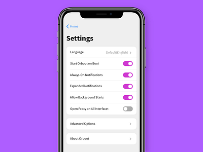 Proxy App's Settings - Daily UI #007 dailyui dailyui007 design mobile app penpot settings ui